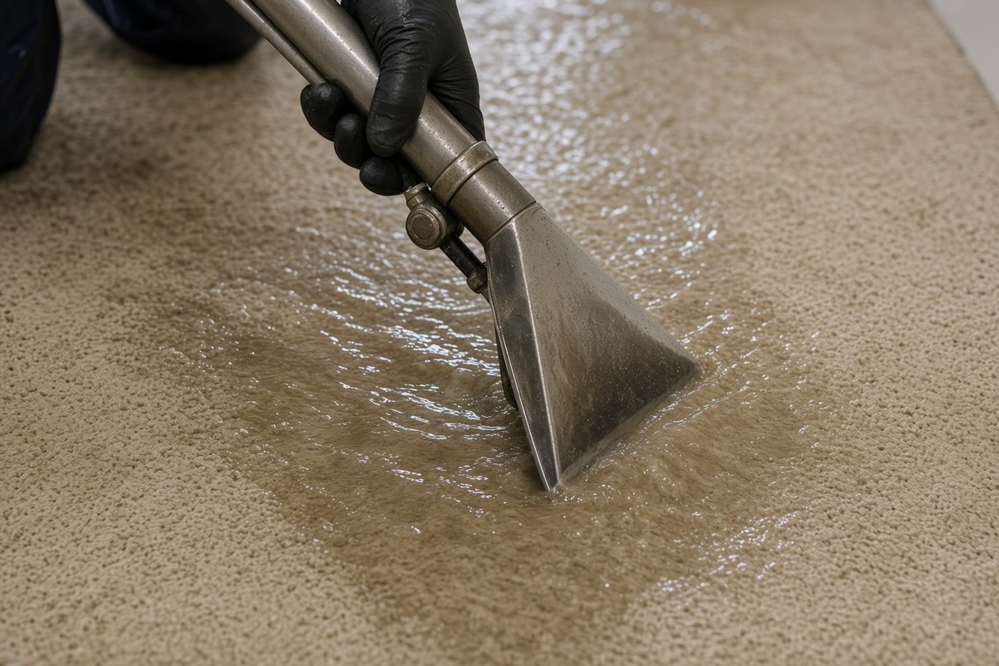 Water extraction from residential carpet