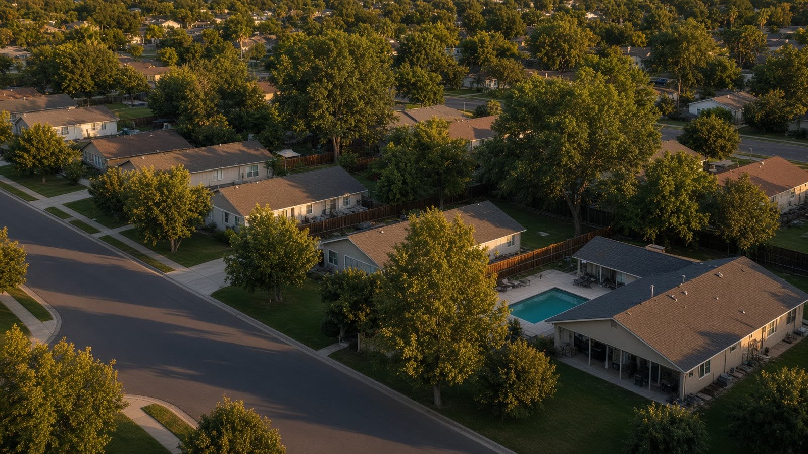 Fresno residential neighborhoods from above