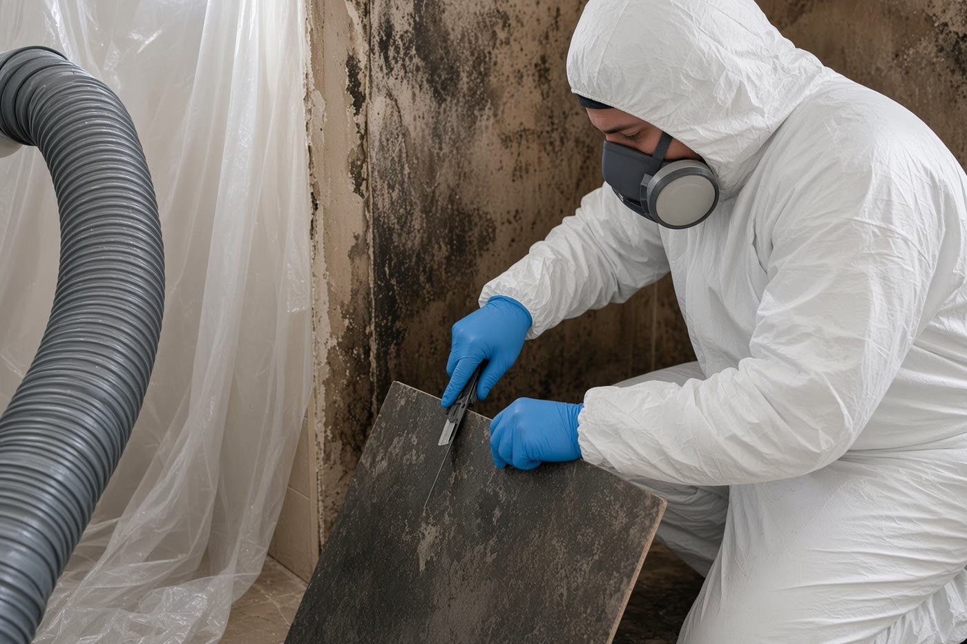Mold containment and drywall removal